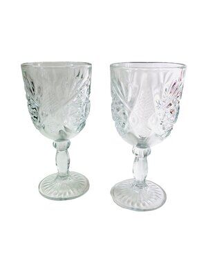 Star of David Water Goblet Hobstar Libbey Glass Co Vintage 7.25” x 3.5” Set of 2